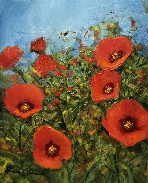 Red Poppies 10x8   $400 at Hunter Wolff Gallery